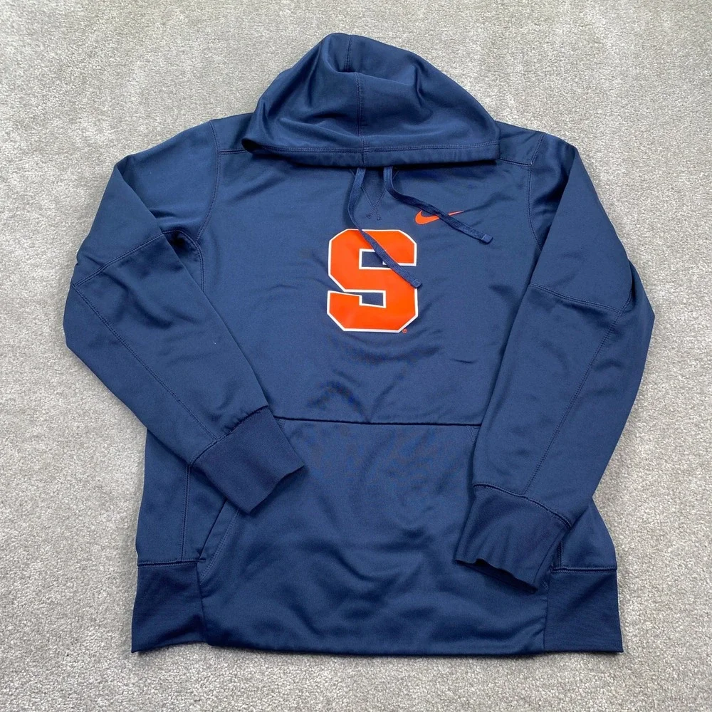 Nike Syracuse Orange Hoodie Mens Medium Navy Blue Therma-FIT Pullover Sweatshirt